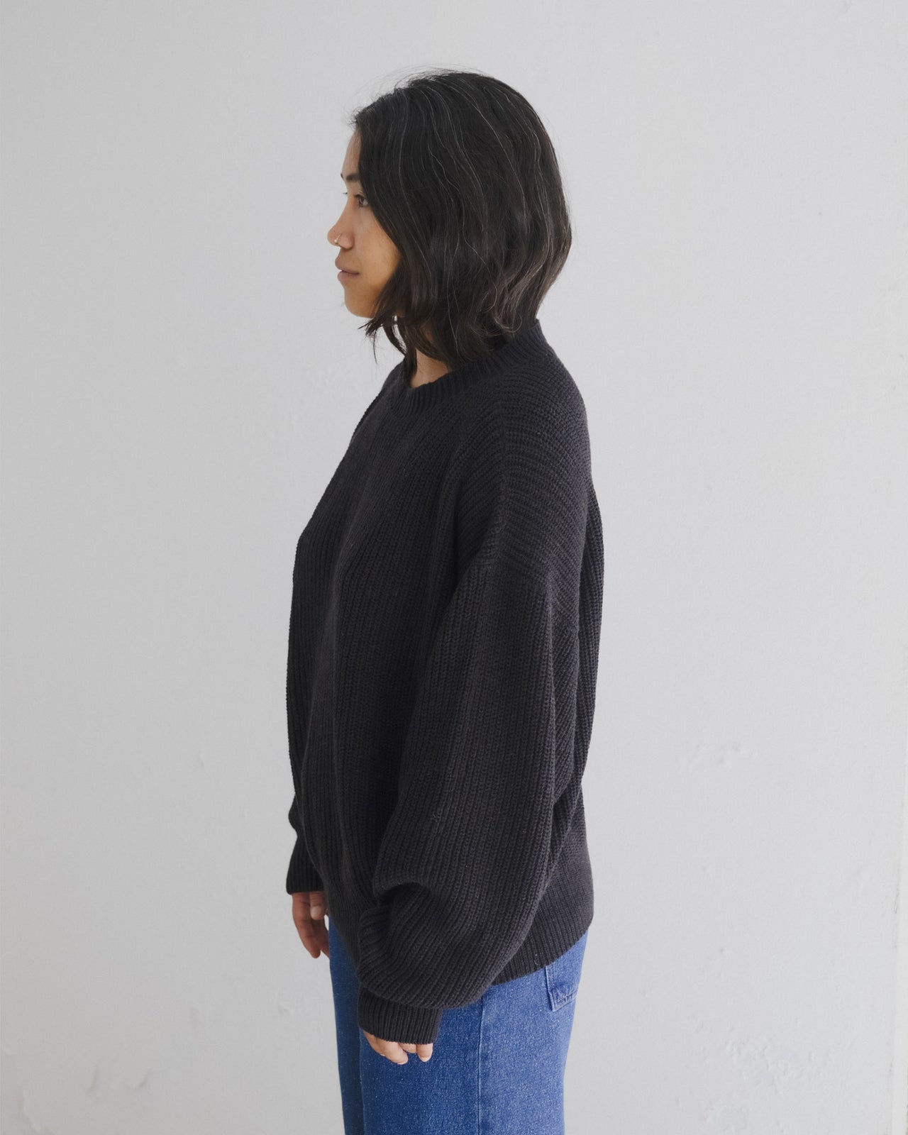 Mea Sweater - Organic Cotton Knit - Black Melange