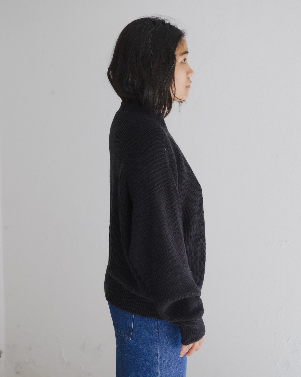 Mea Sweater - Organic Cotton Knit - Black Melange