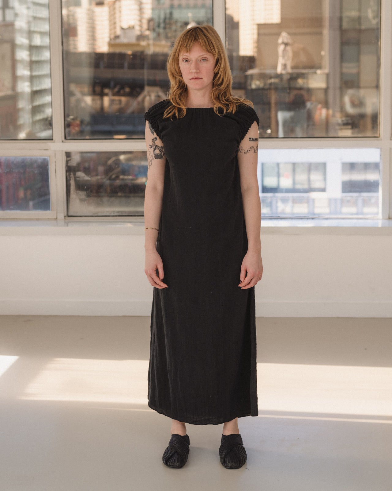 Mia Dress - Crinkle Linen - Black