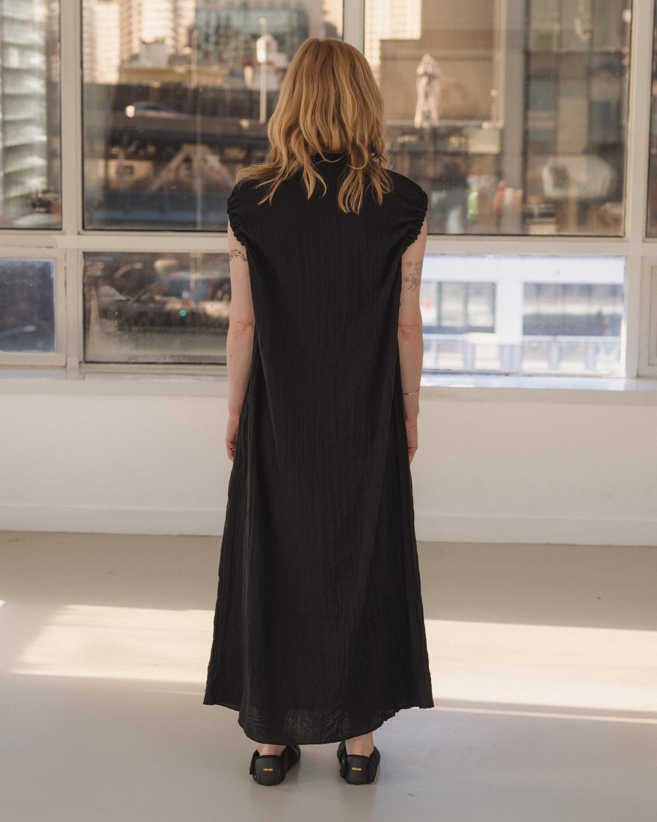 Mia Dress - Crinkle Linen - Black