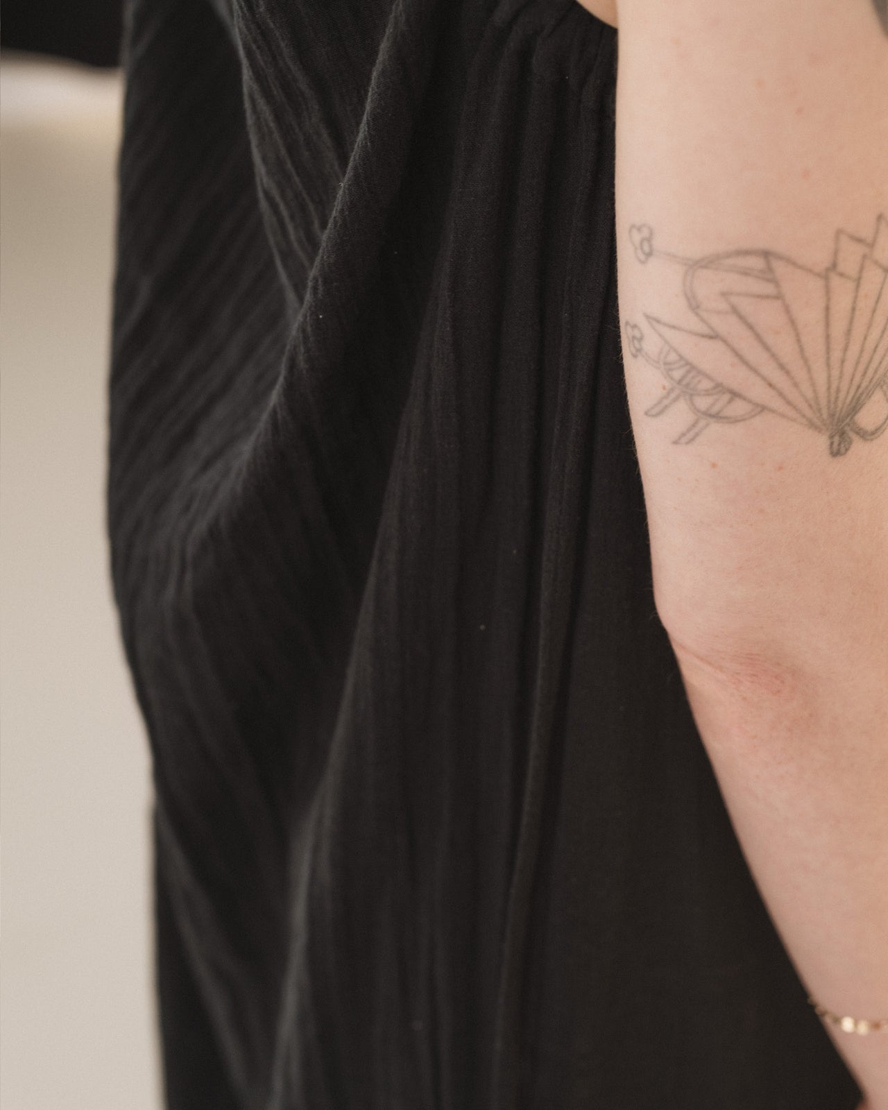 Mia Dress - Crinkle Linen - Black