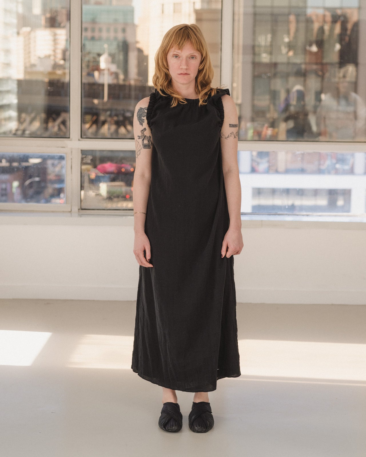 Mia Dress - Crinkle Linen - Black