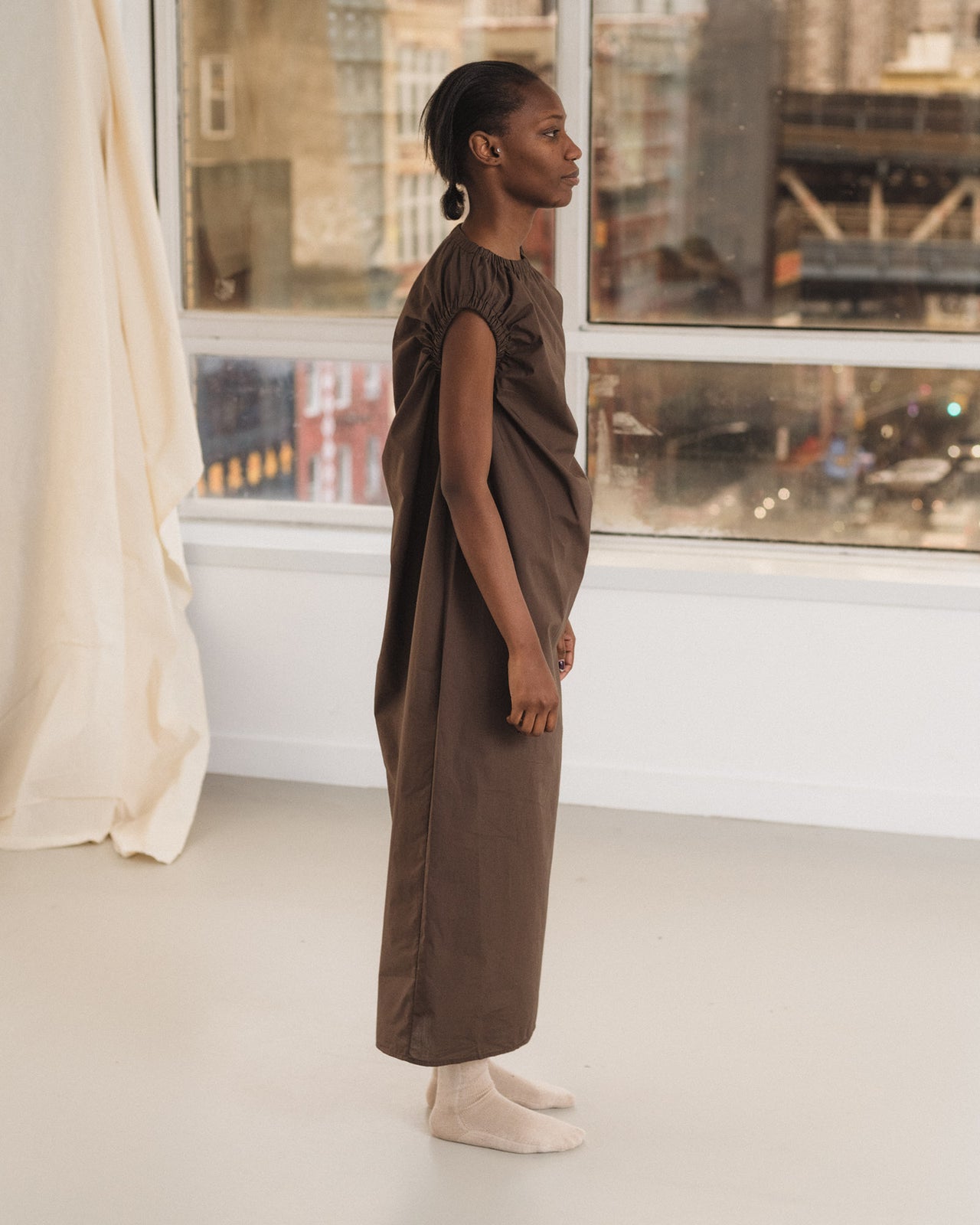 Mia Dress - Organic Cotton Poplin - Mara Brown