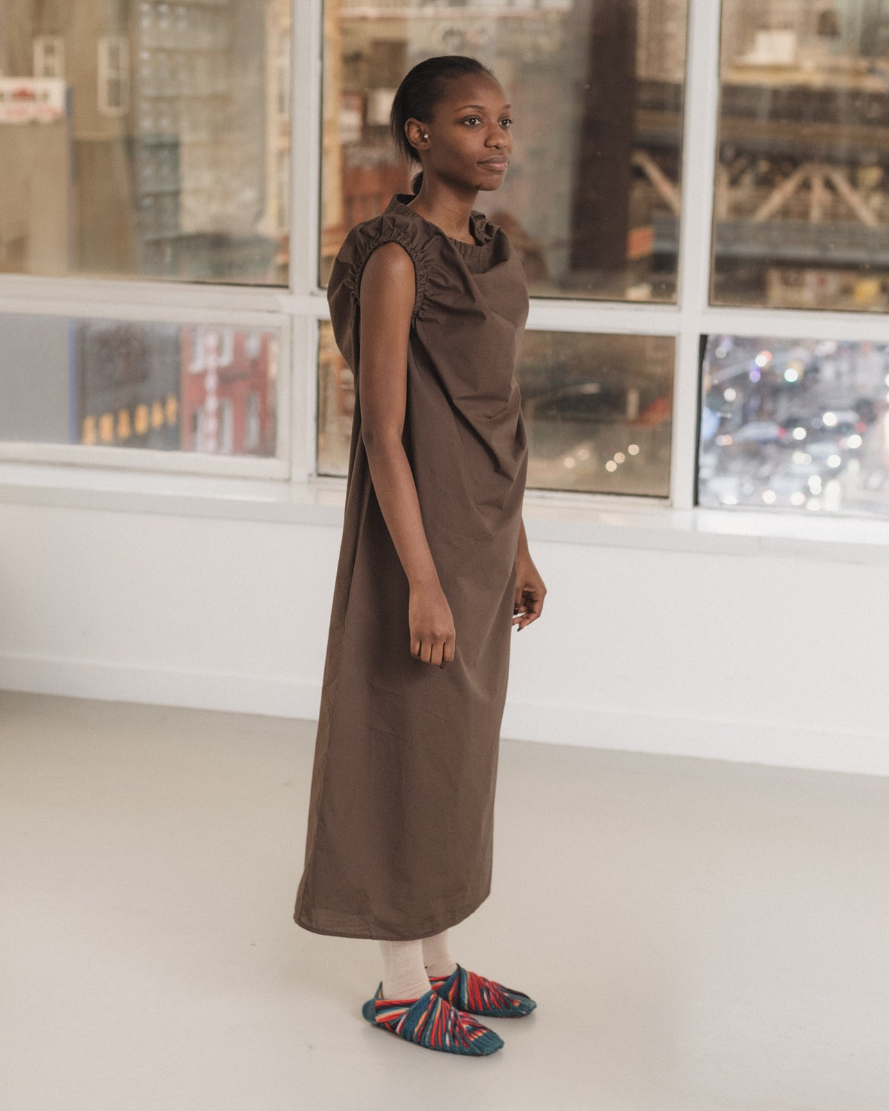 Mia Dress - Organic Cotton Poplin - Mara Brown