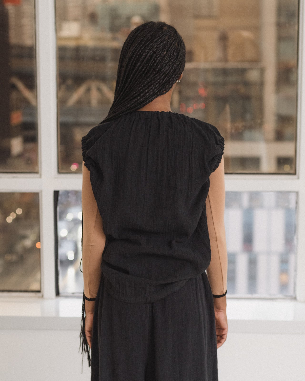 Mia Top - Crinkle Linen - Black