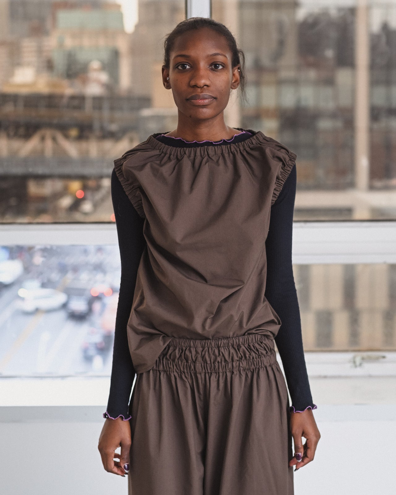 Mia Top - Organic Cotton Poplin - Mara Brown