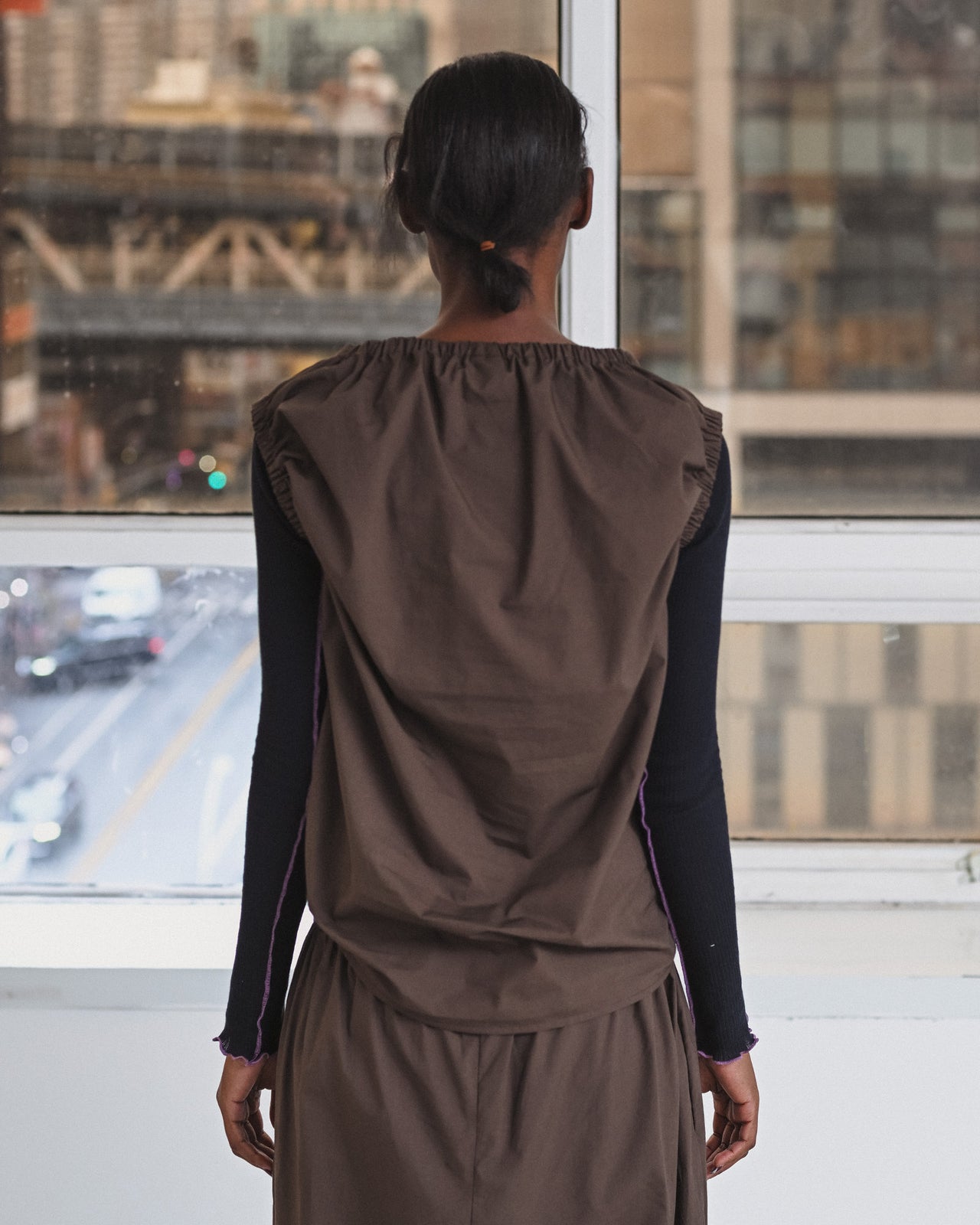 Mia Top - Organic Cotton Poplin - Mara Brown