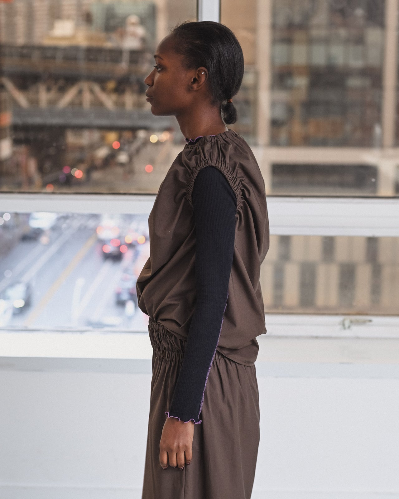 Mia Top - Organic Cotton Poplin - Mara Brown