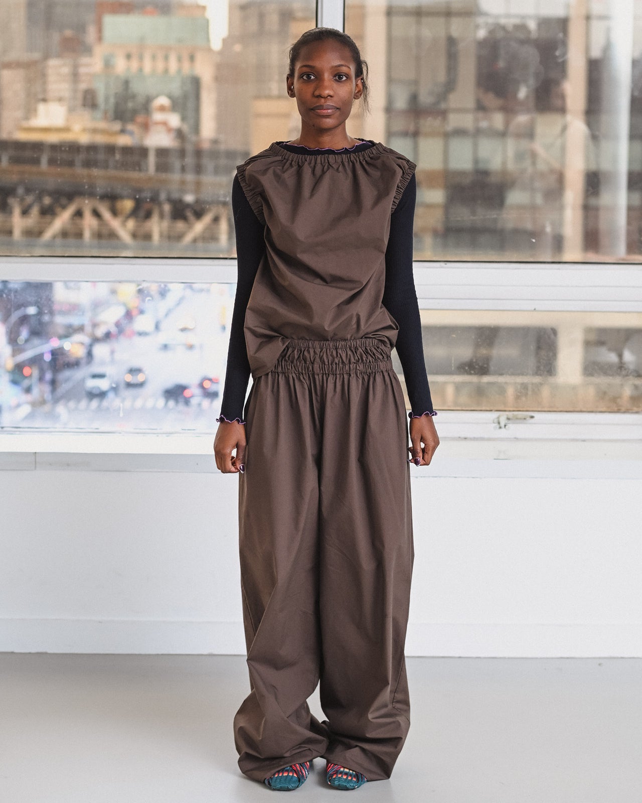 Mia Top - Organic Cotton Poplin - Mara Brown