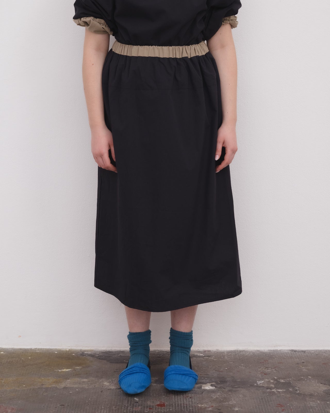 Moy Skirt - Organic Cotton Poplin - Black / Khaki