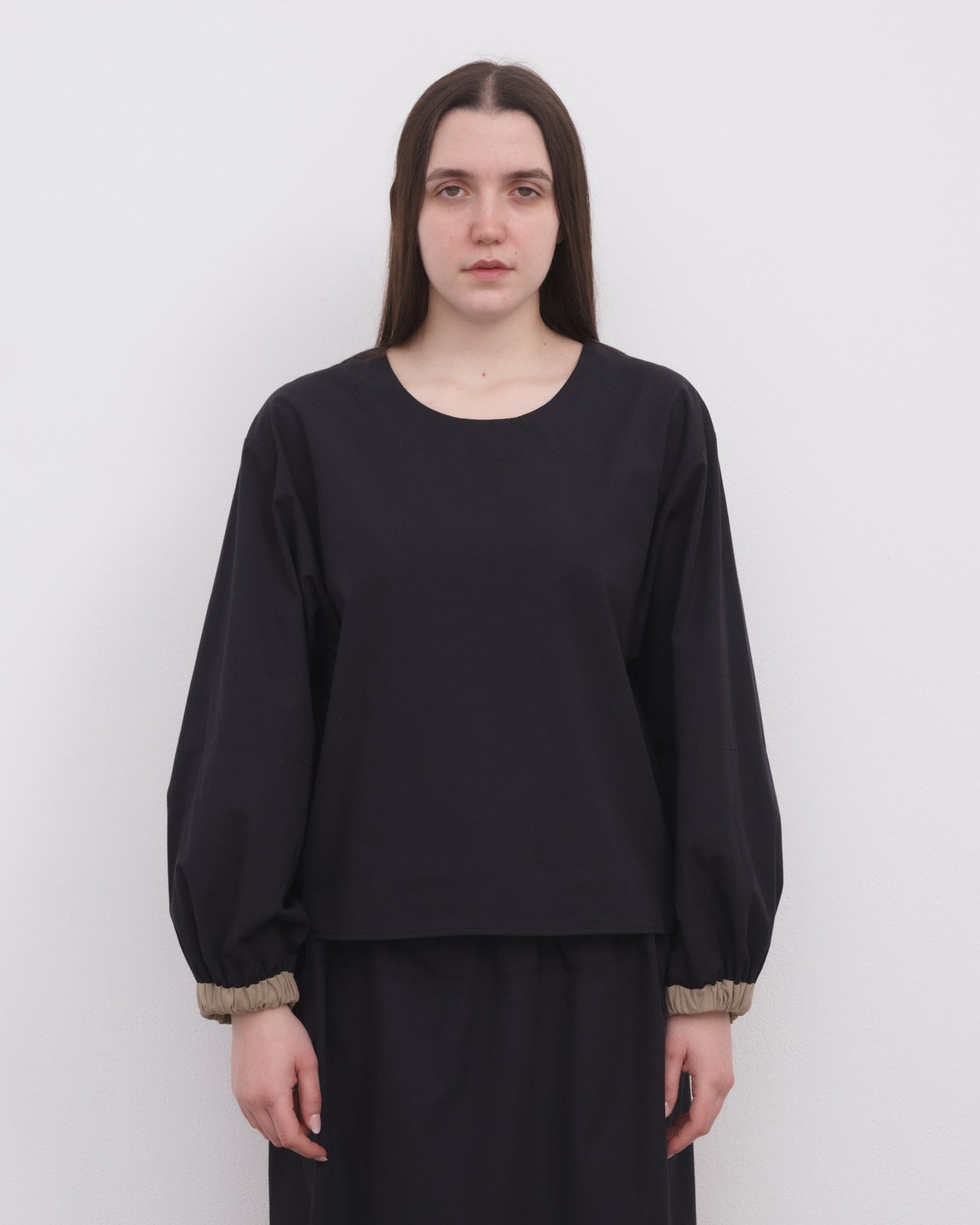 Moy Top - Organic Cotton Poplin - Black / Khaki