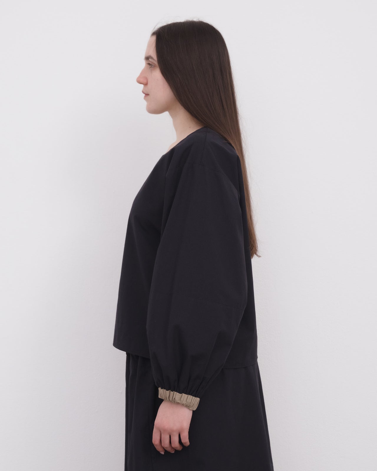 Moy Top - Organic Cotton Poplin - Black / Khaki