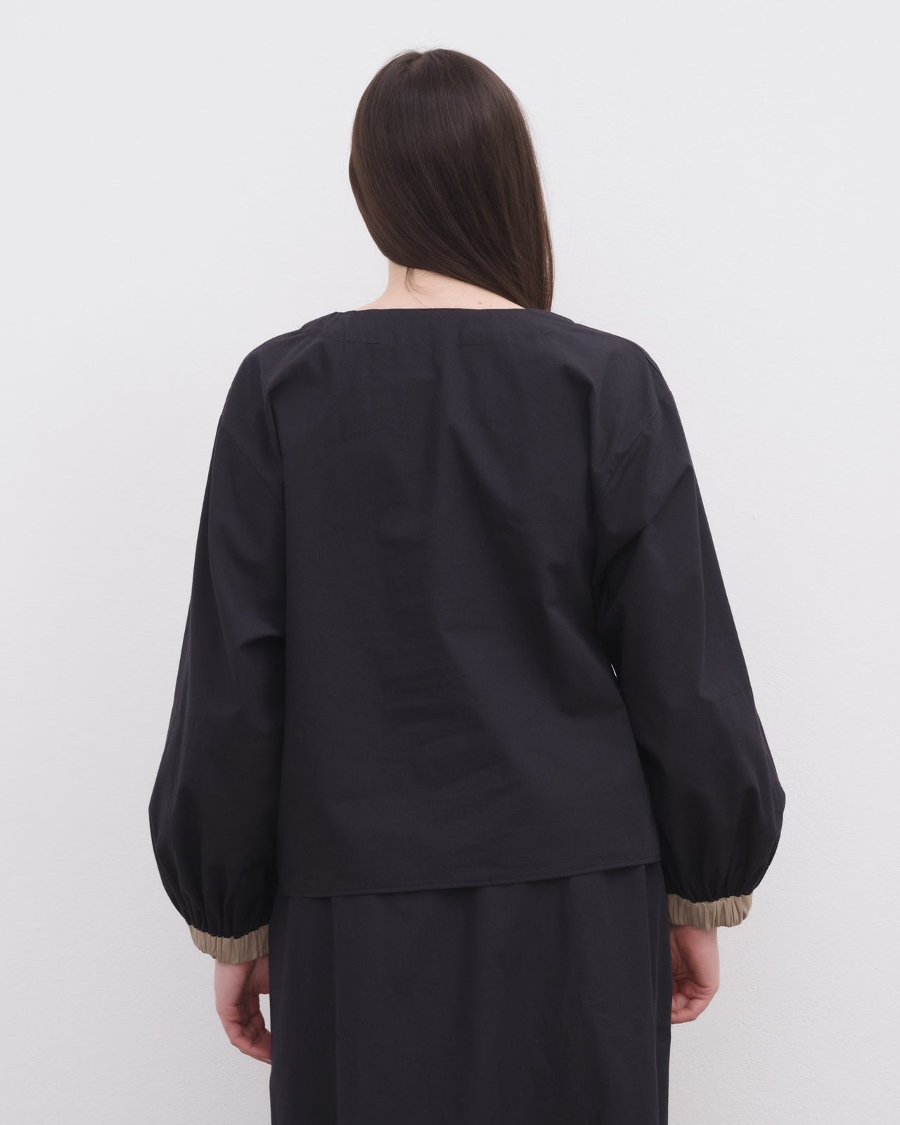 Moy Top - Organic Cotton Poplin - Black / Khaki