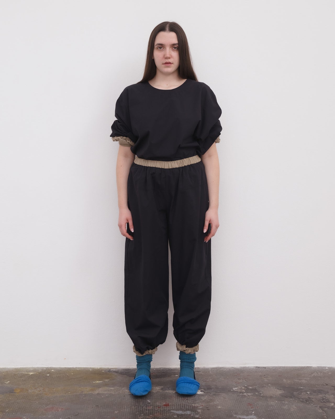 Moy Top - Organic Cotton Poplin - Black / Khaki