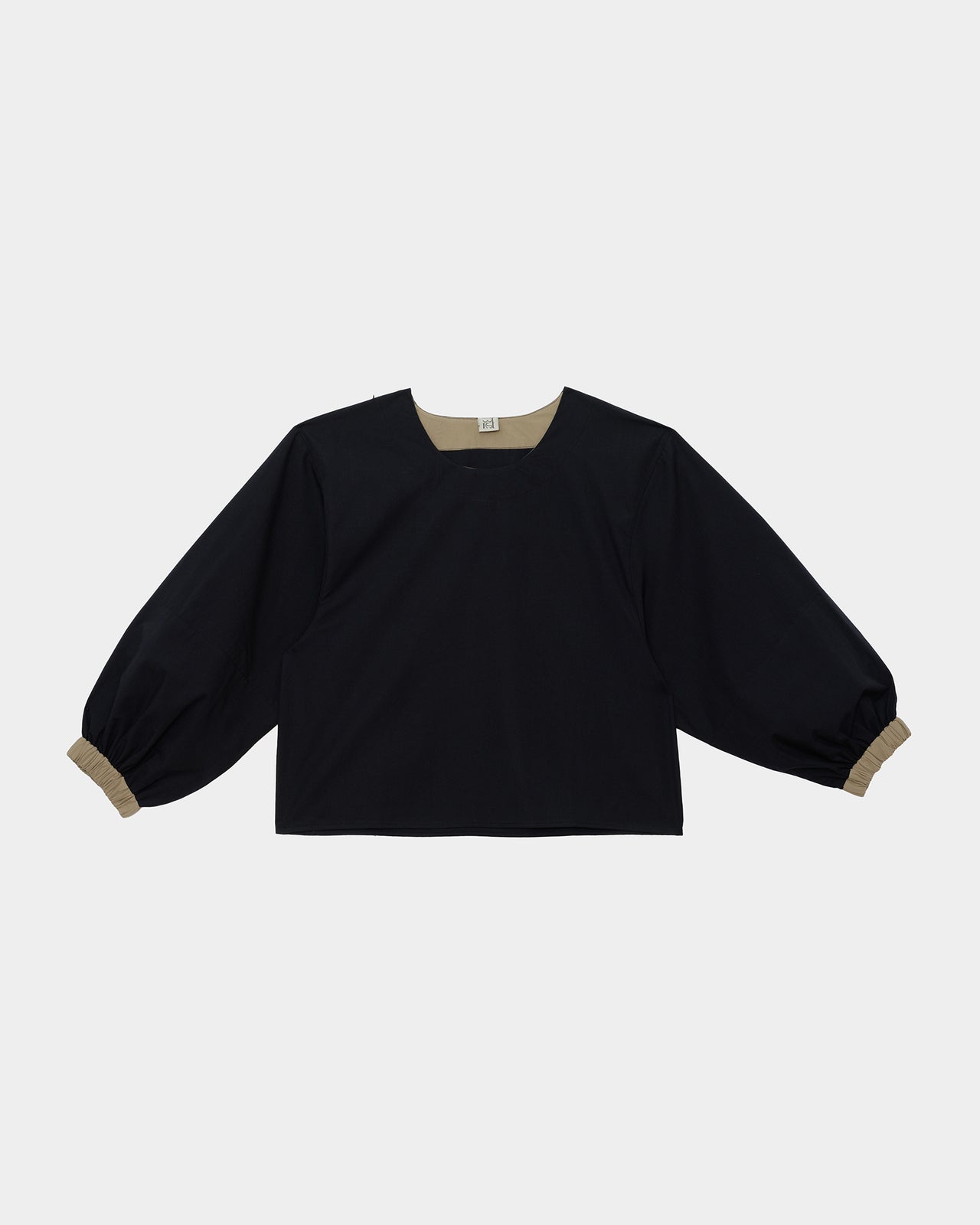 Moy Top - Organic Cotton Poplin - Black / Khaki