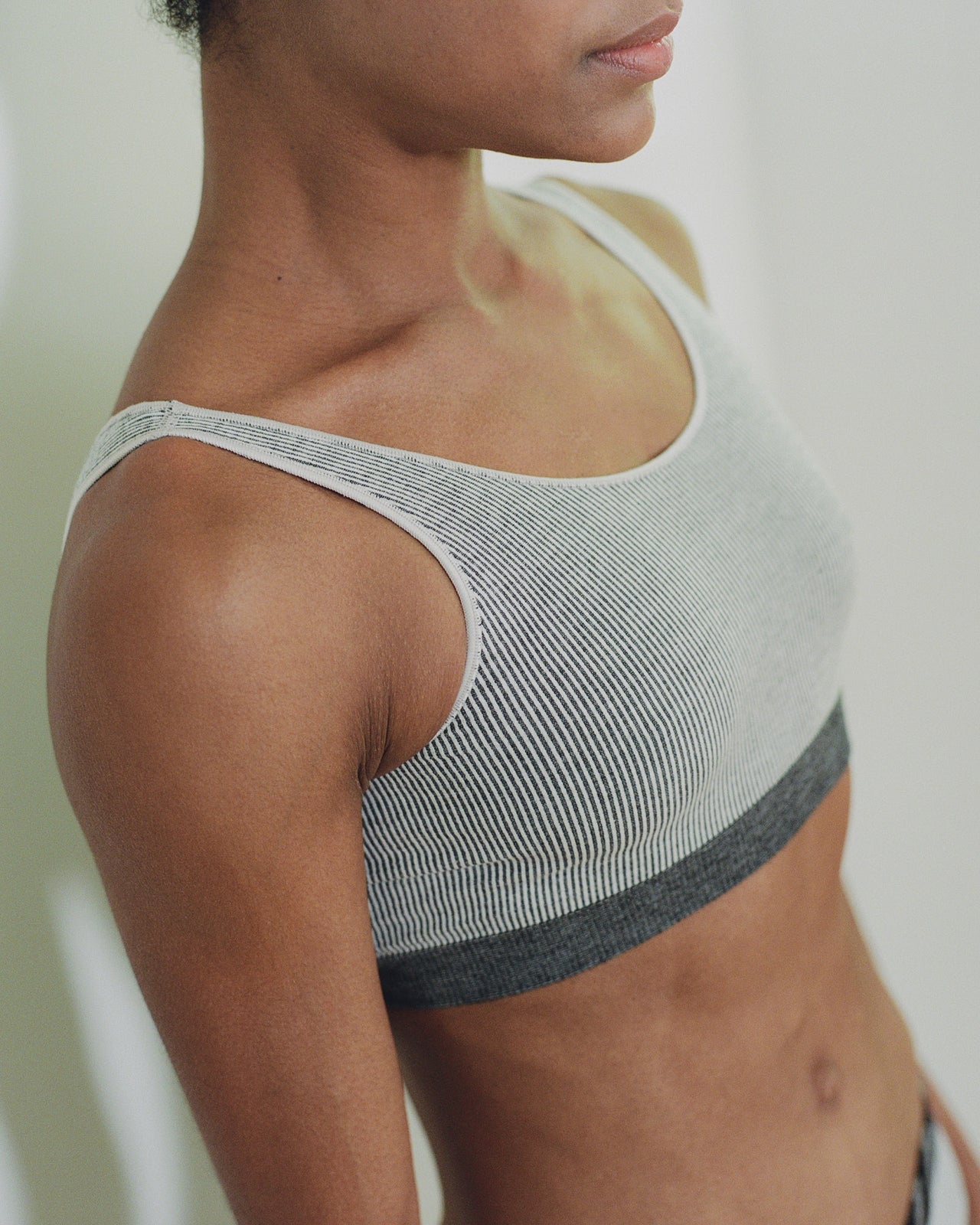 Fine Seamless Scoop Top - Seamless Rib - Stripe