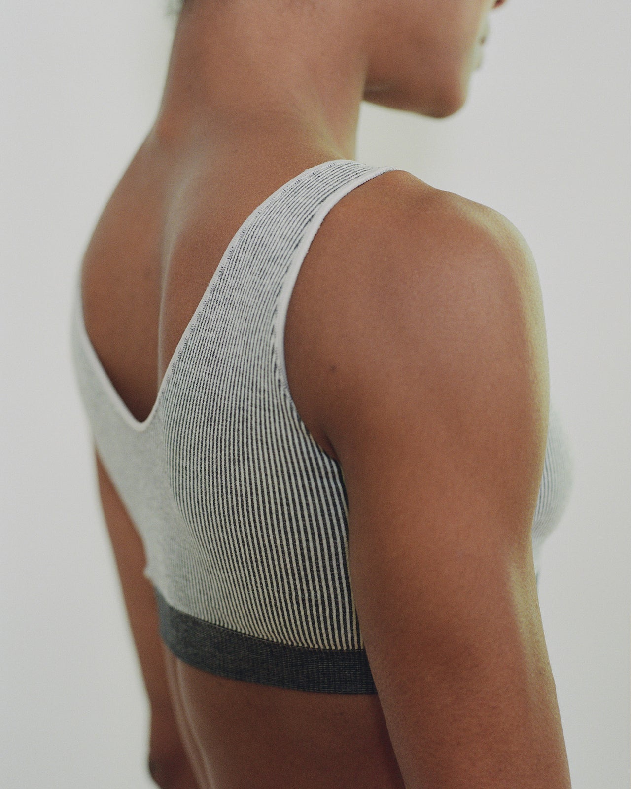 Fine Seamless Scoop Top - Seamless Rib - Stripe