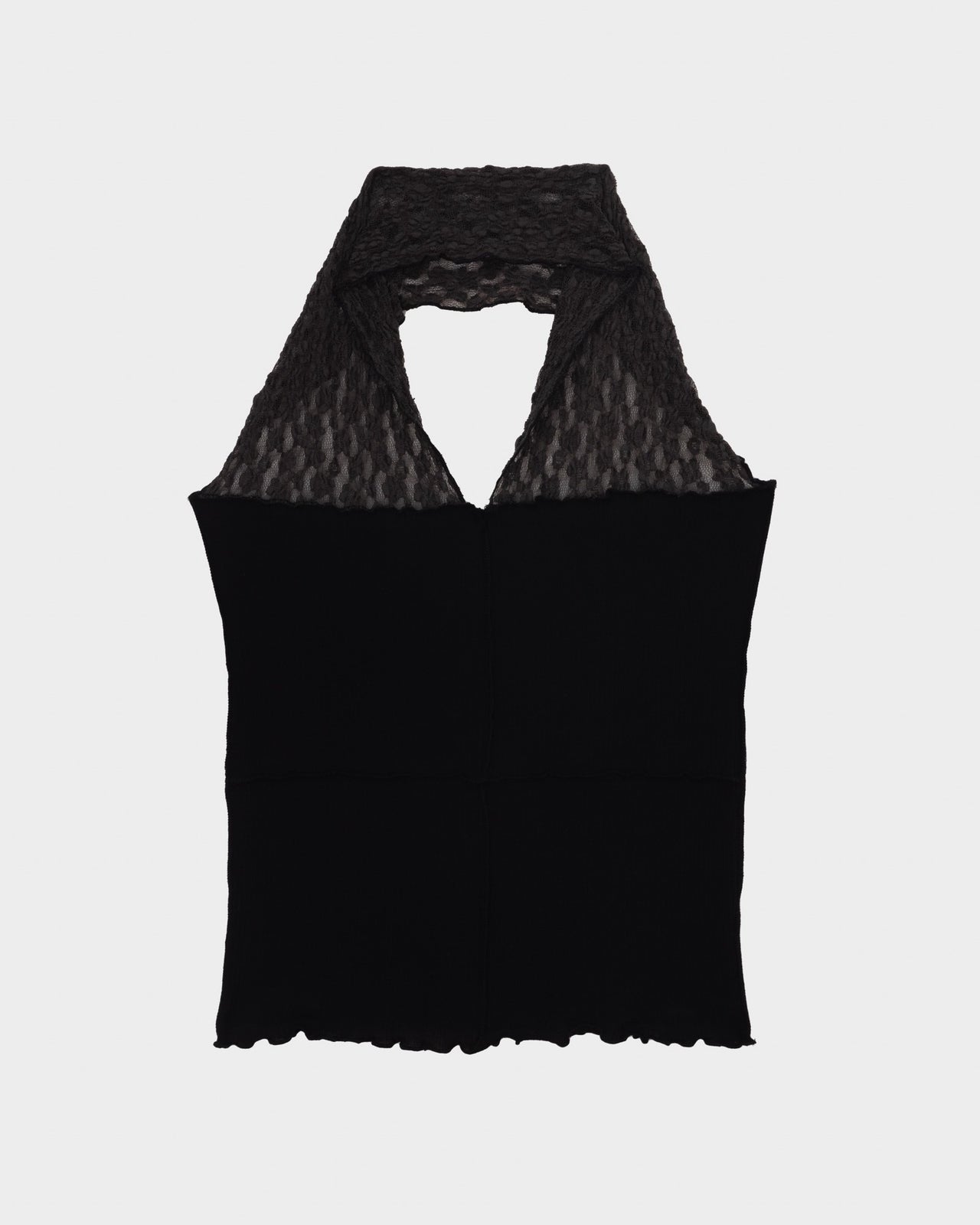 Nehru Halter Top - Organic Cotton Lace - Black / Brown