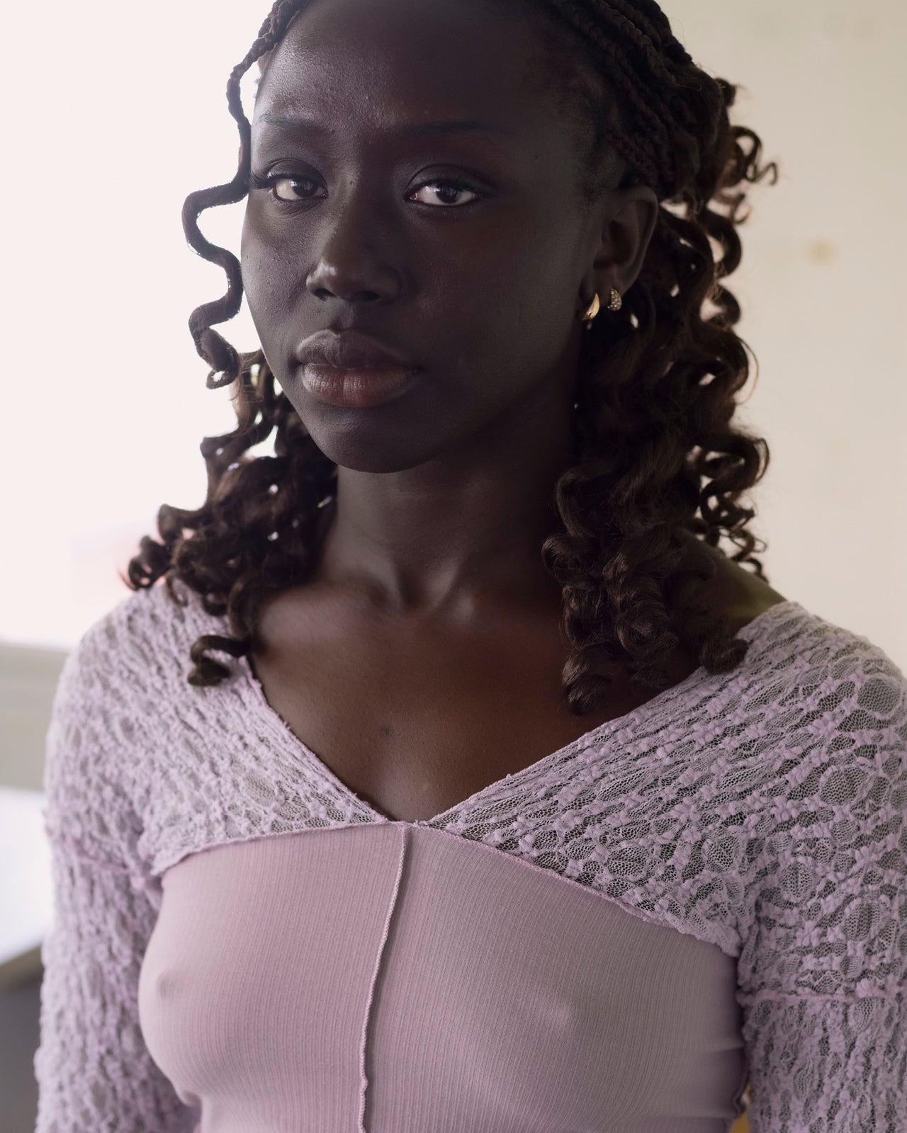 Nehru Long Sleeve Tee - Organic Cotton Lace - Cylin / Verbe Purple