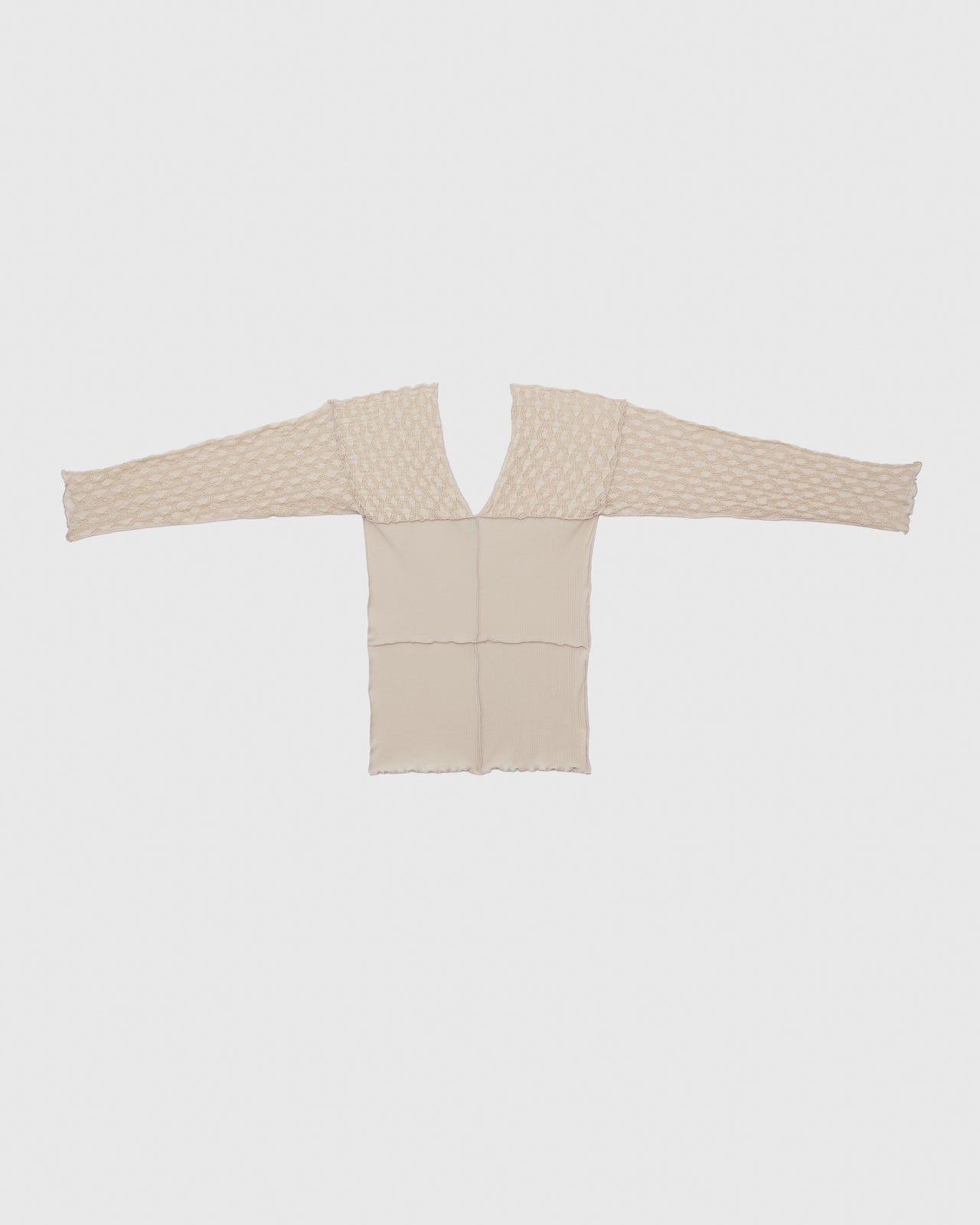 Nehru Long Sleeve Tee - Organic Cotton Rib - Dylan Beige