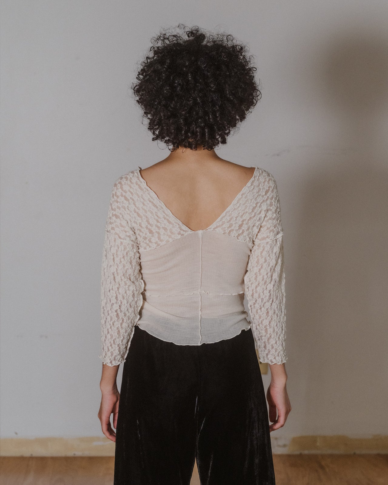 Nehru Long Sleeve Tee - Lace & Wool - Undyed