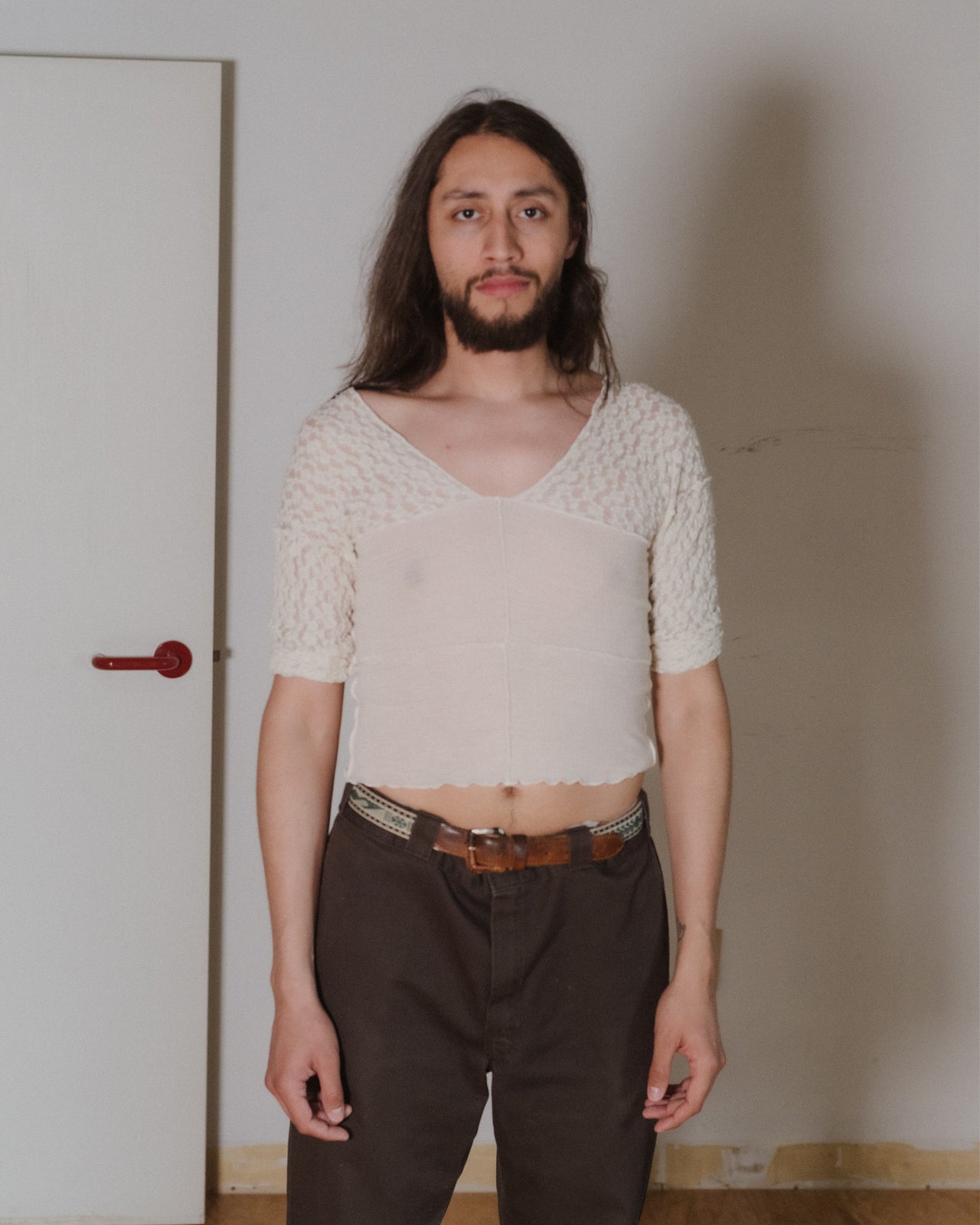 Nehru Long Sleeve Tee - Lace & Wool - Undyed