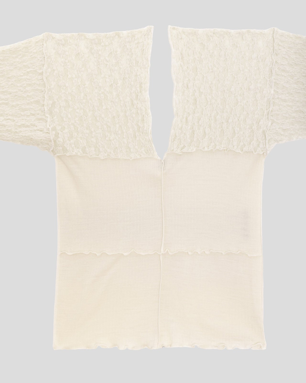 Nehru Long Sleeve Tee - Lace & Wool - Undyed