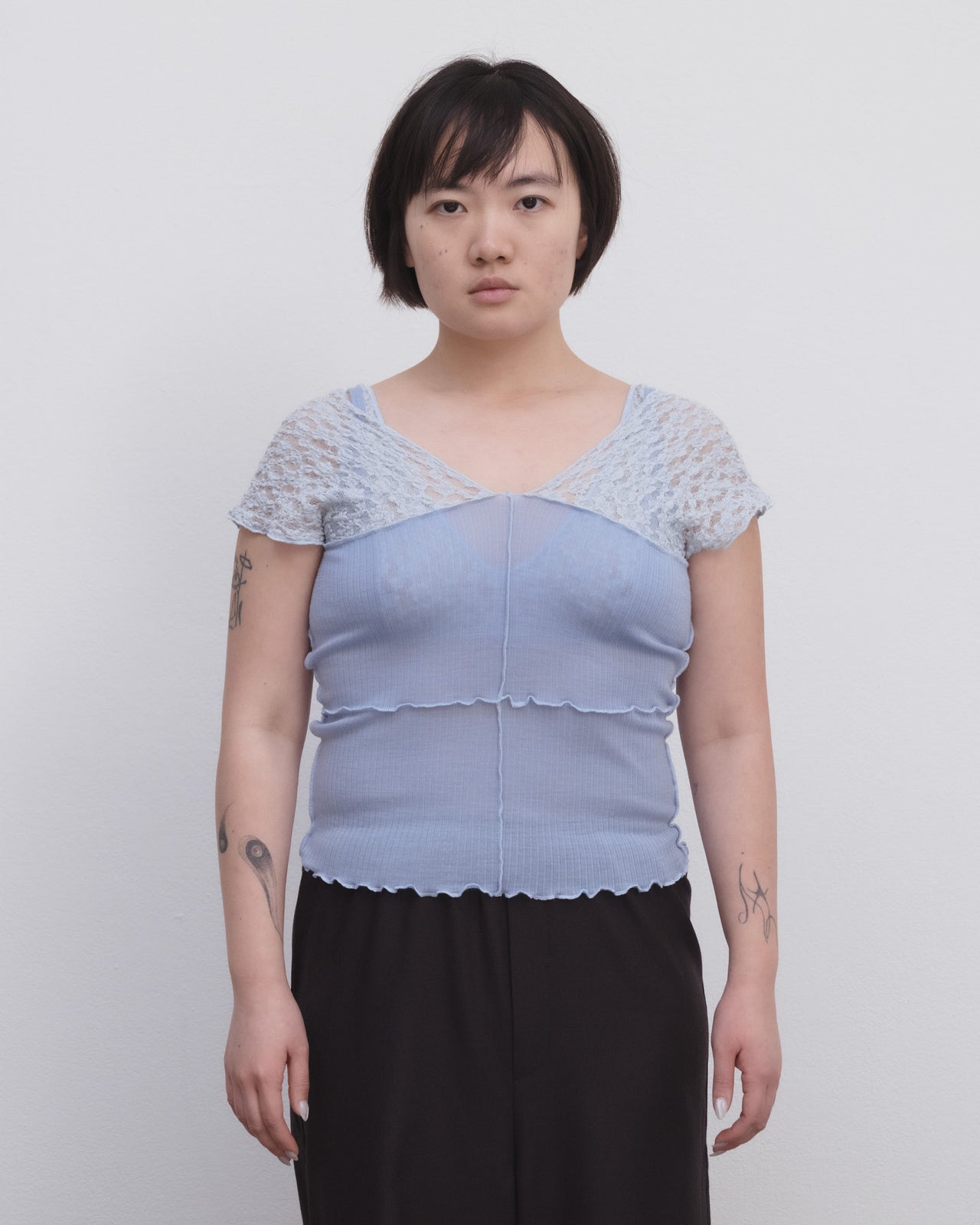 Nehru Tank - Lace & Wool - Dona Blue / Pinto Blue