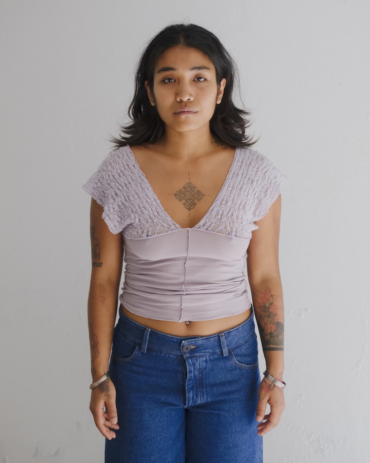 Nehru Tank - Organic Cotton Lace - Cylin / Verbe Purple