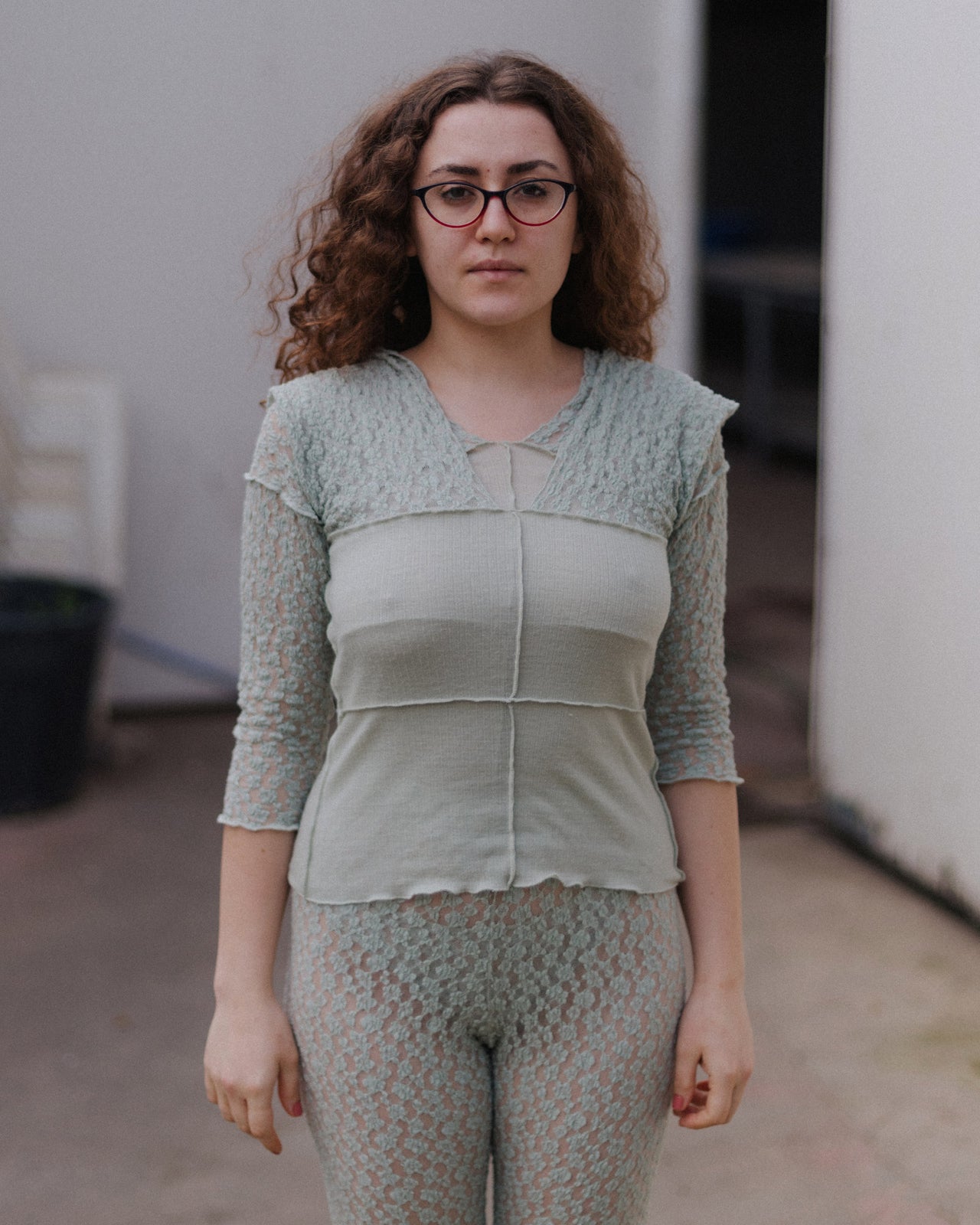 Nehru Tank - Organic Cotton Lace - Conta Green