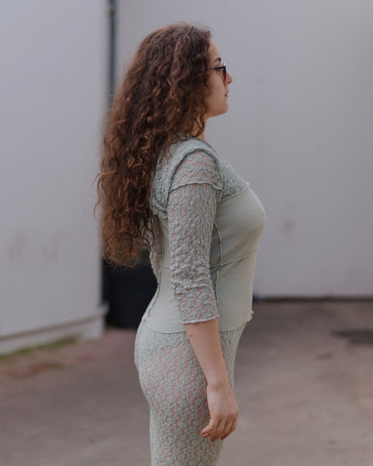 Nehru Tank - Organic Cotton Lace - Conta Green