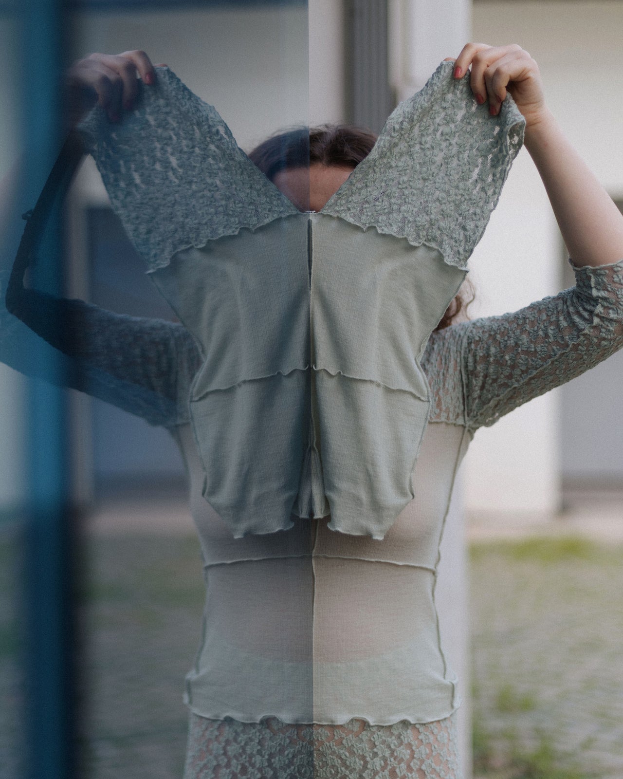 Nehru Tank - Organic Cotton Lace - Conta Green