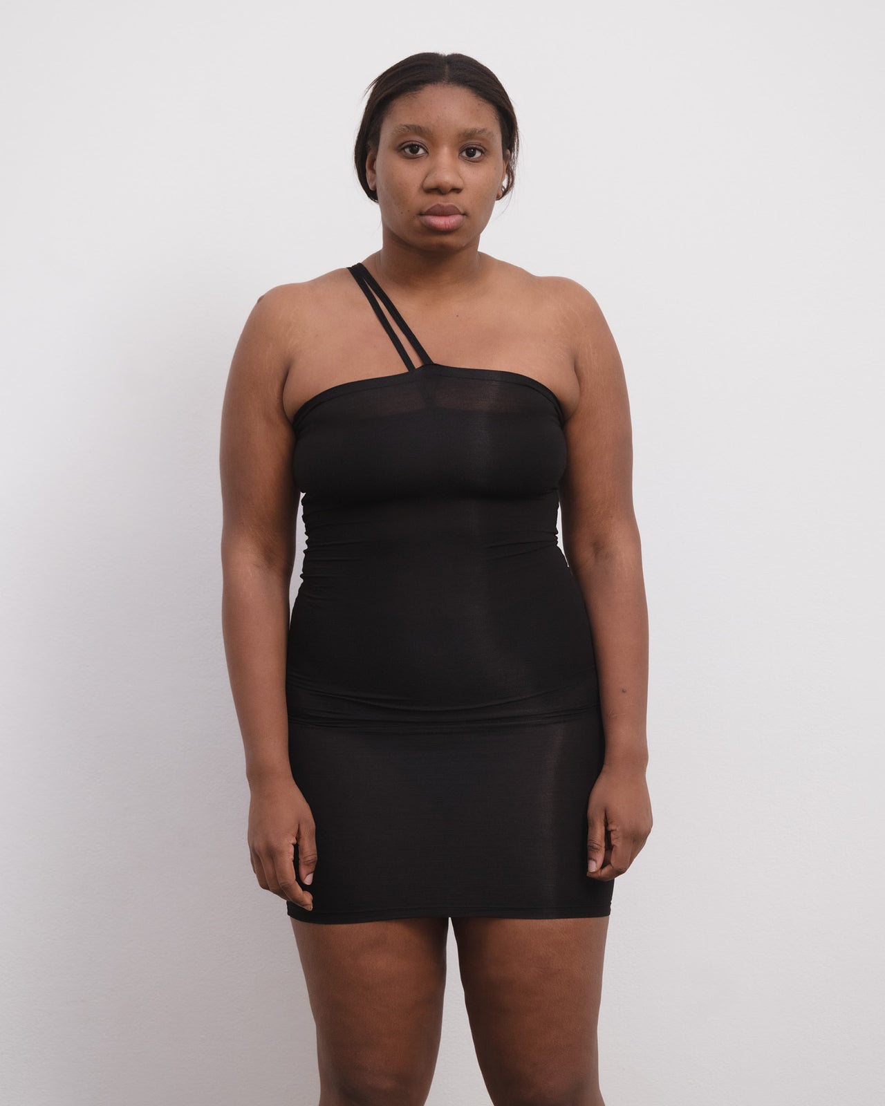 Nida One Strap Slip Dress - Bamboo Lyocell - Black