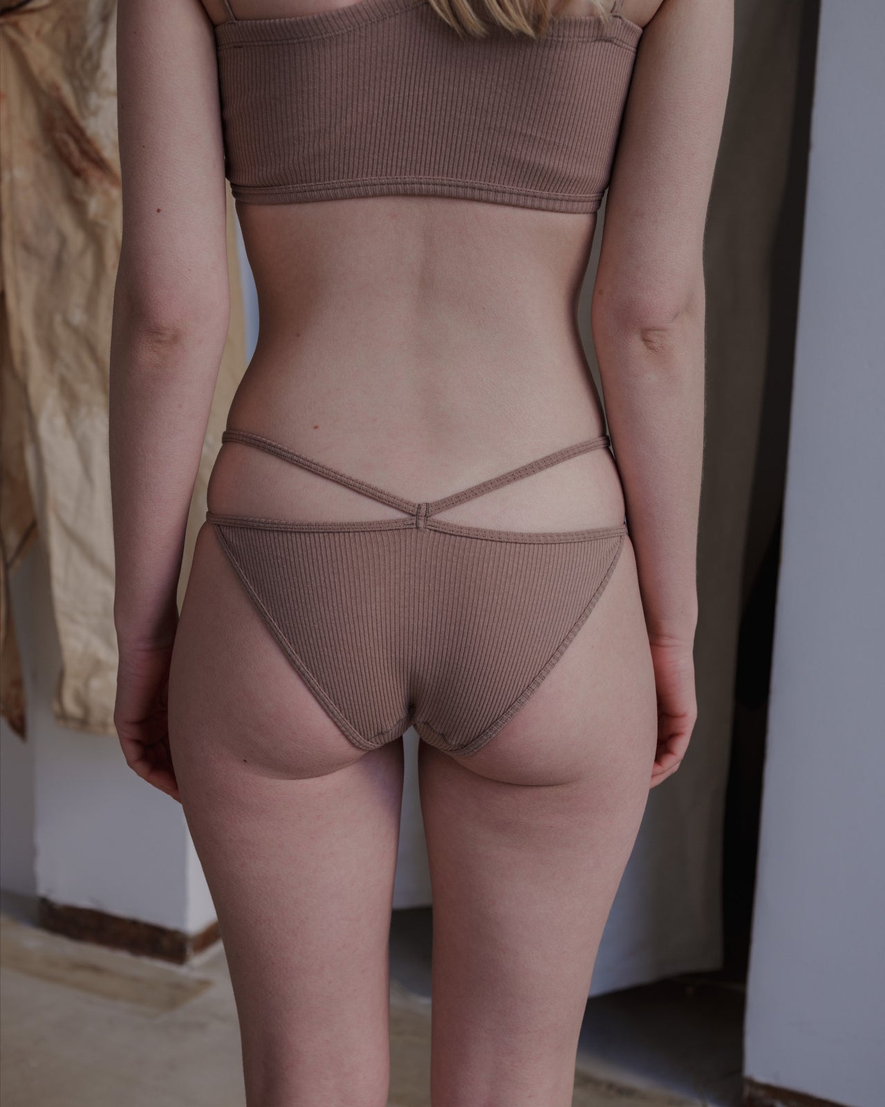 Nida Pants - Recycled Cotton Rib - Dried Beige - AU23