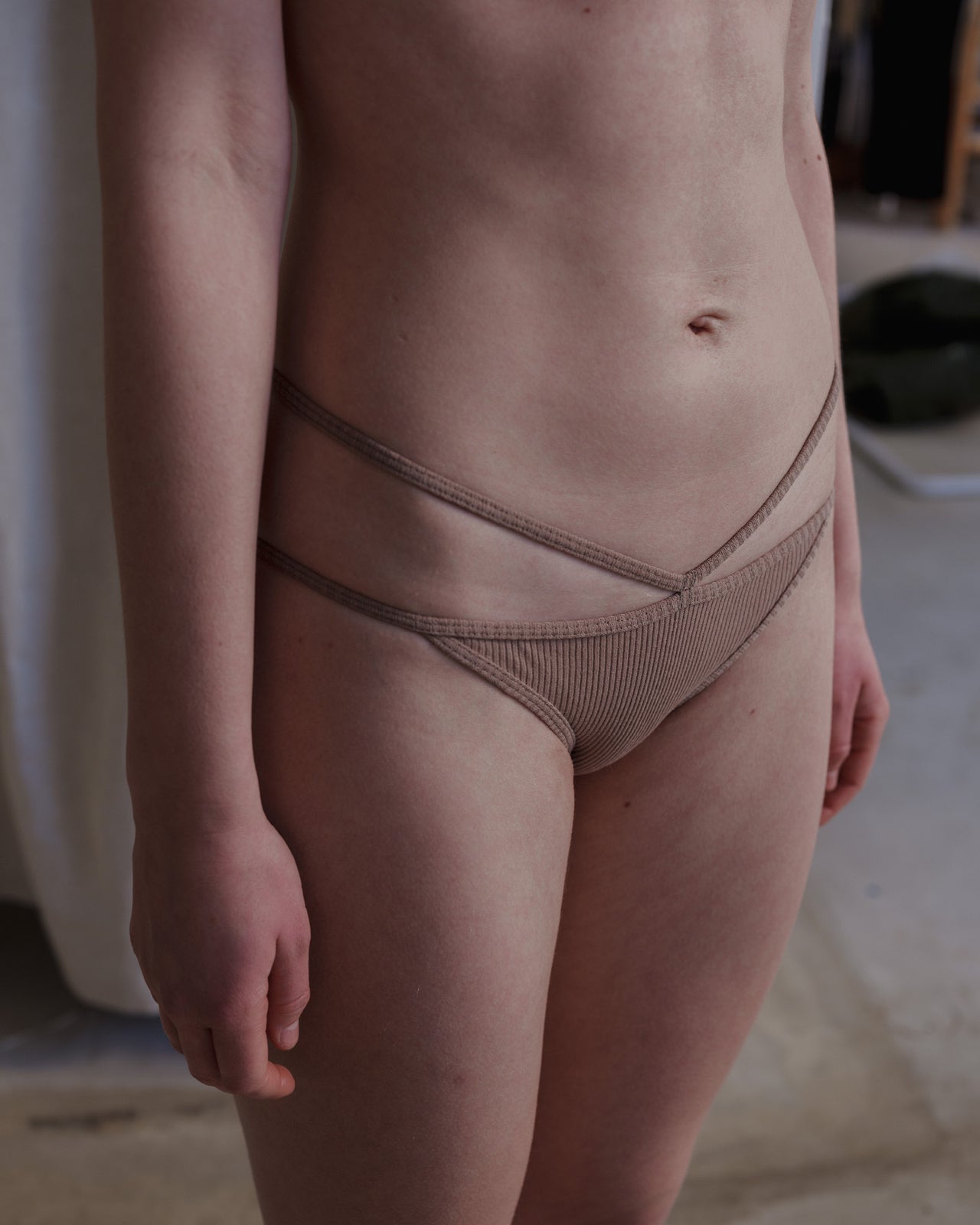 Nida Pants - Recycled Cotton Rib - Dried Beige - AU23