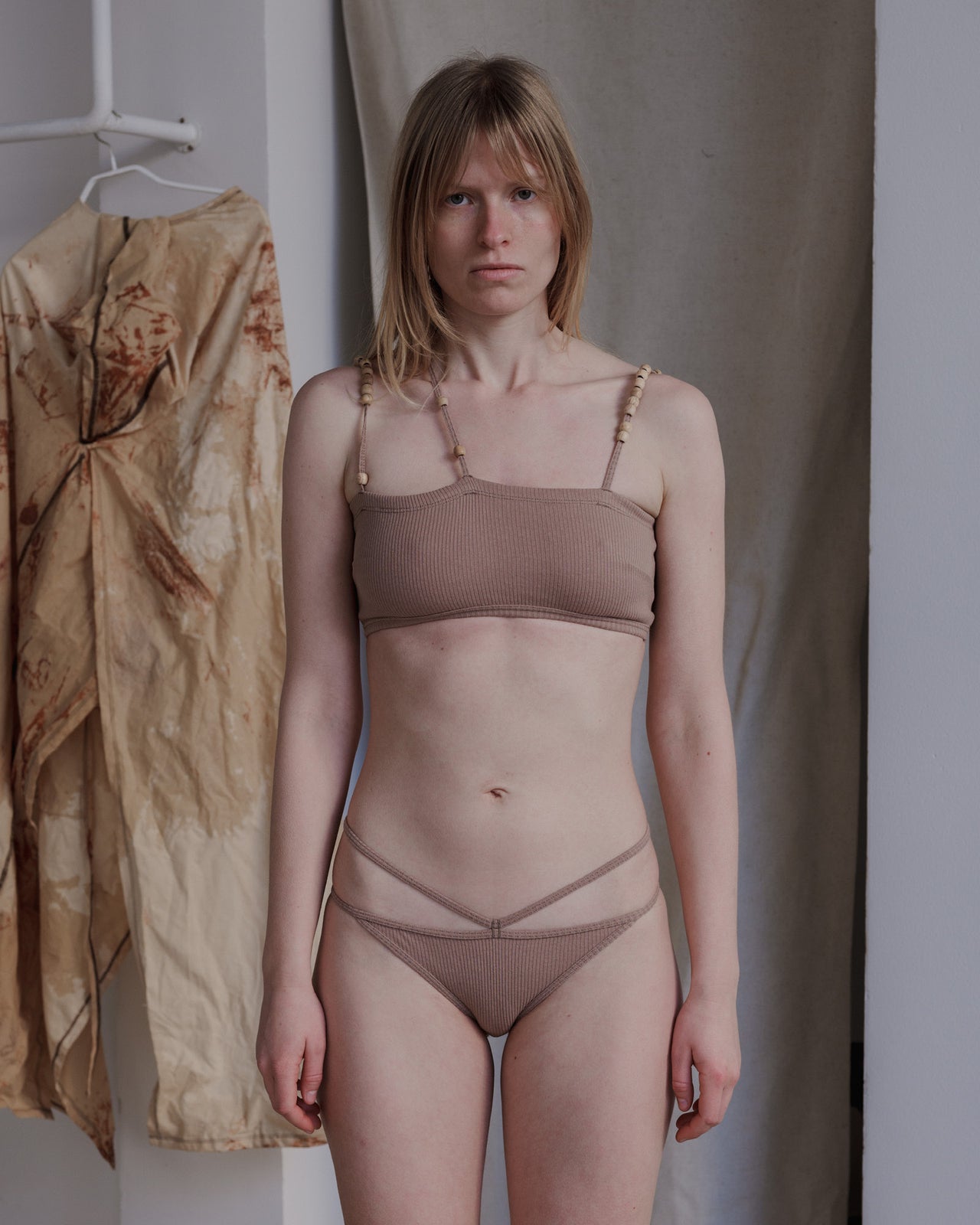 Nida Pants - Recycled Cotton Rib - Dried Beige - AU23