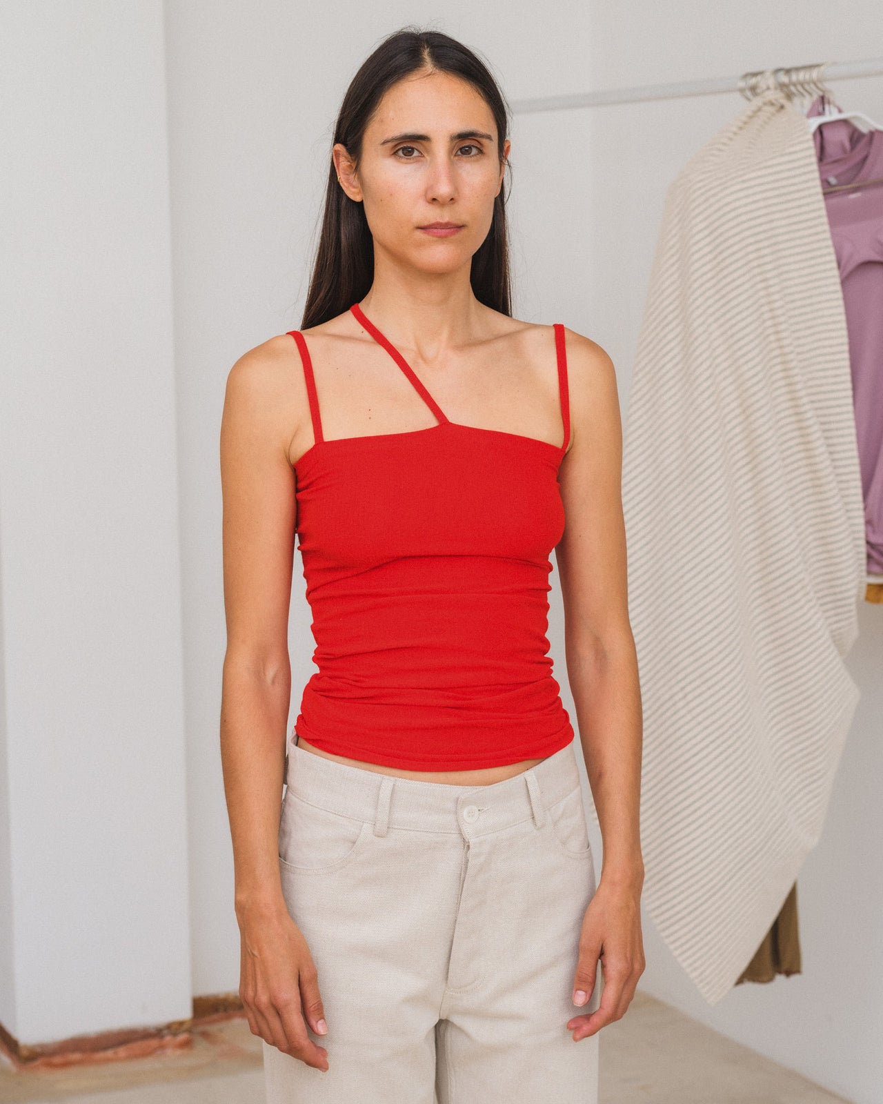 BASERANGE NIDA TANK リブ コットン キャミソール Nida Tank in Assortment | Fine organic cotton rib | en