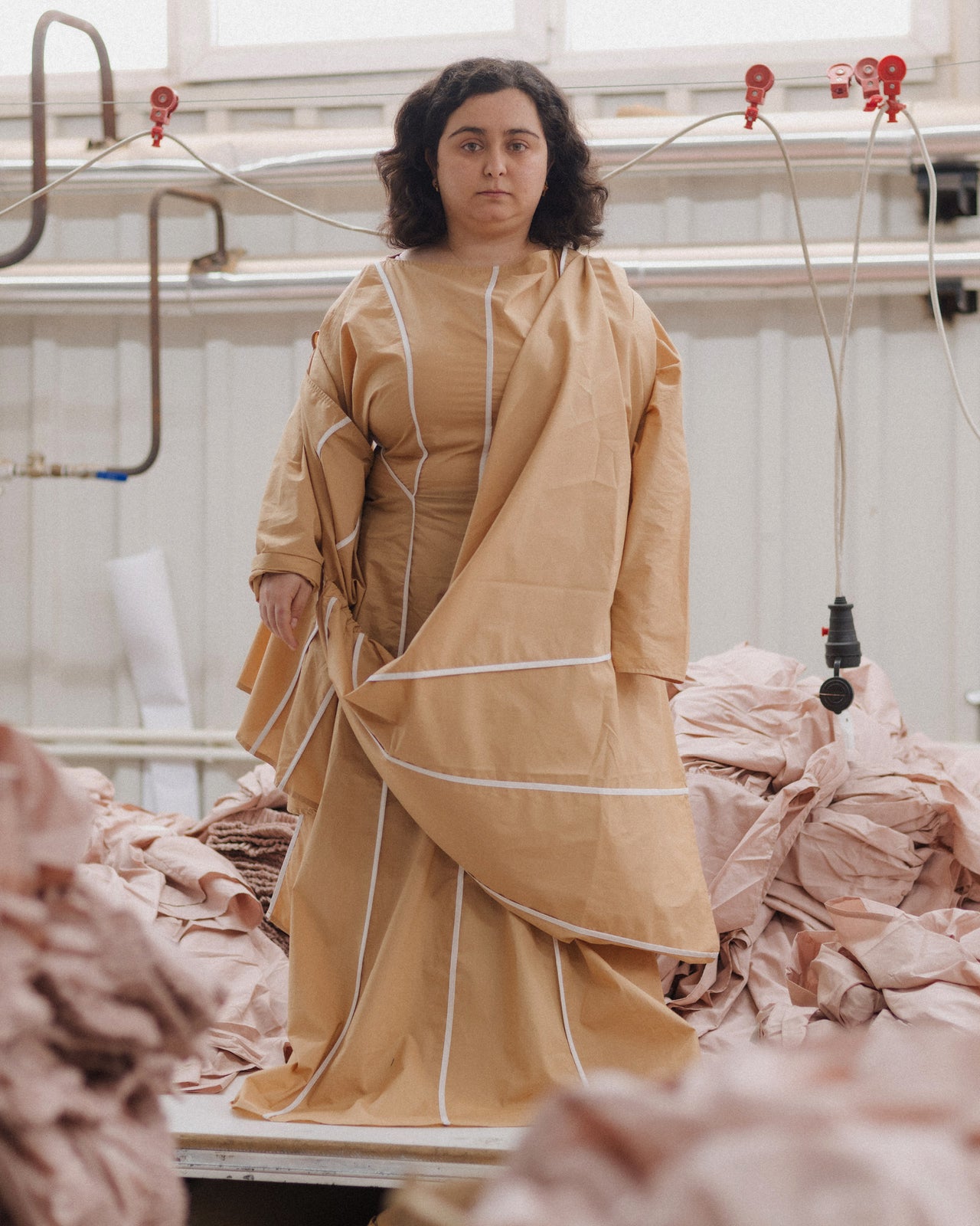 Nika Dress - Organic Cotton Poplin - Marble Brown