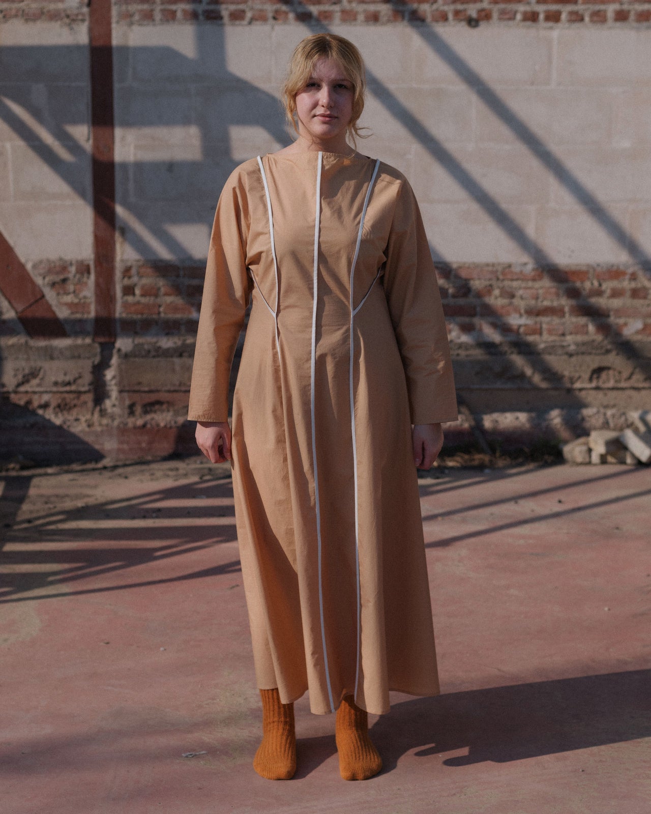 Nika Dress - Organic Cotton Poplin - Marble Brown