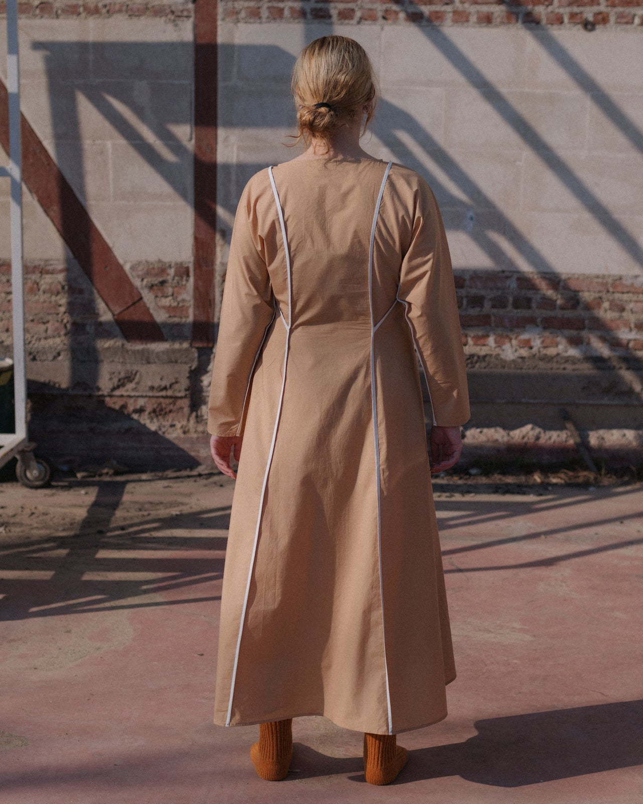 Nika Dress - Organic Cotton Poplin - Marble Brown