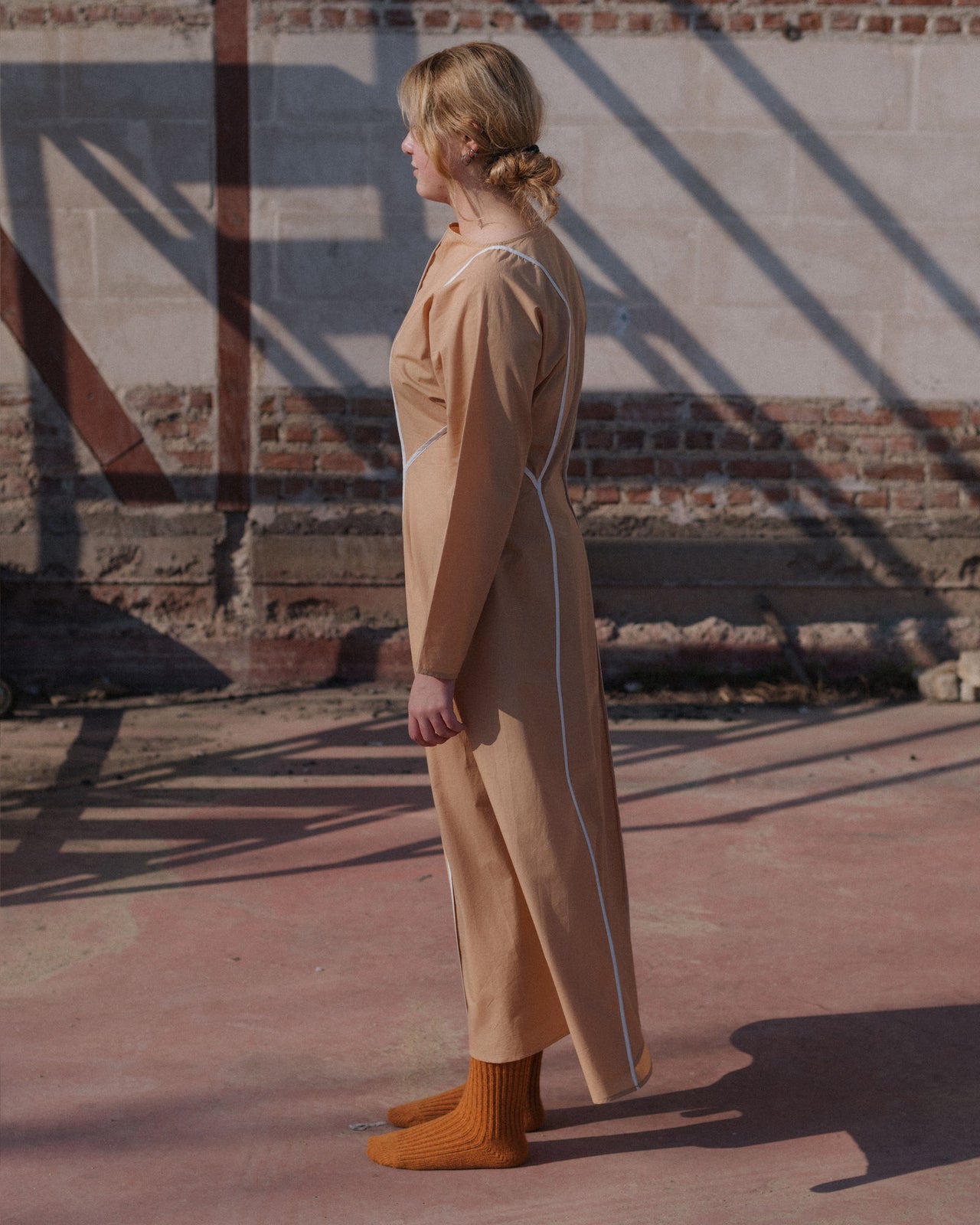 Nika Dress - Organic Cotton Poplin - Marble Brown