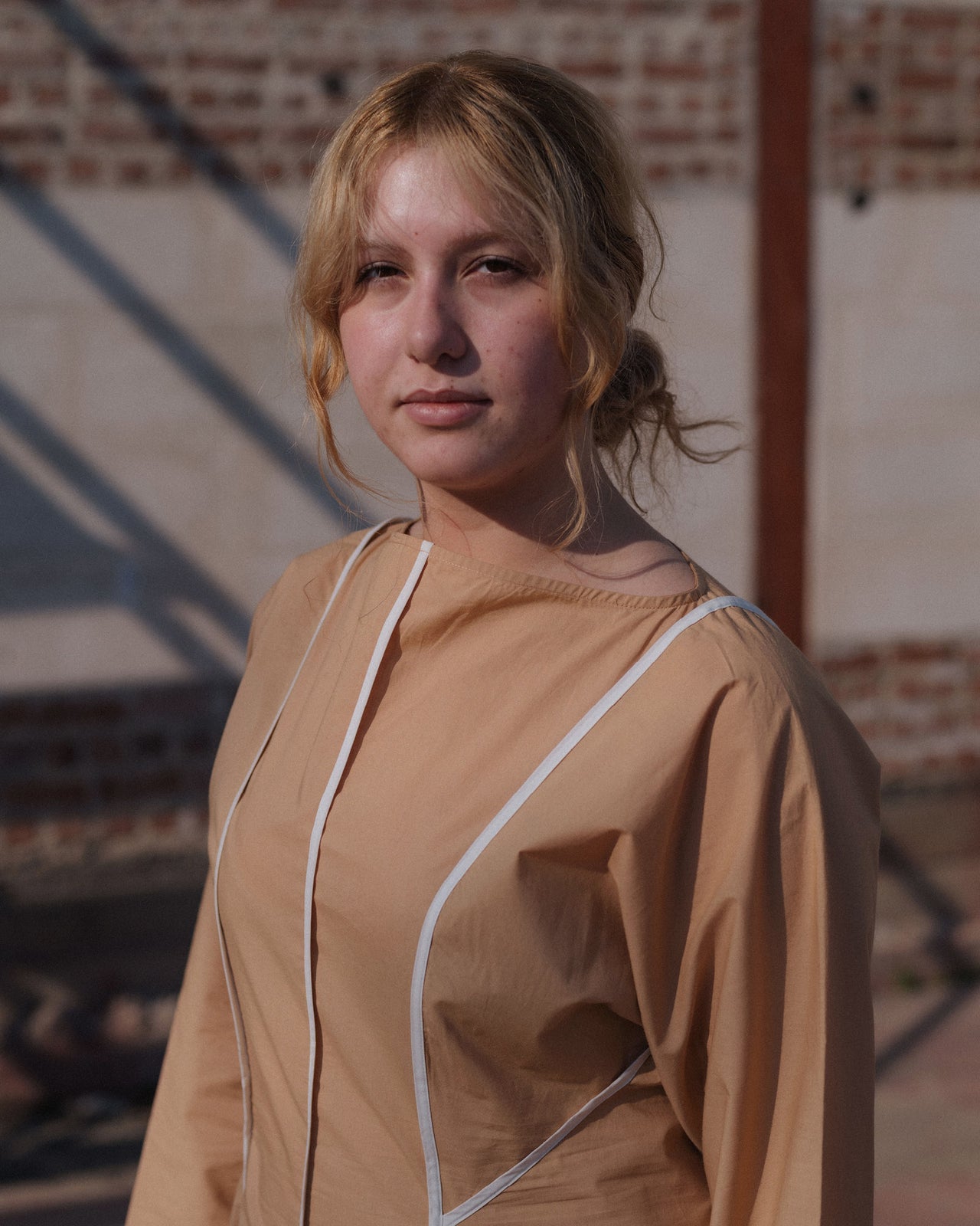 Nika Dress - Organic Cotton Poplin - Marble Brown