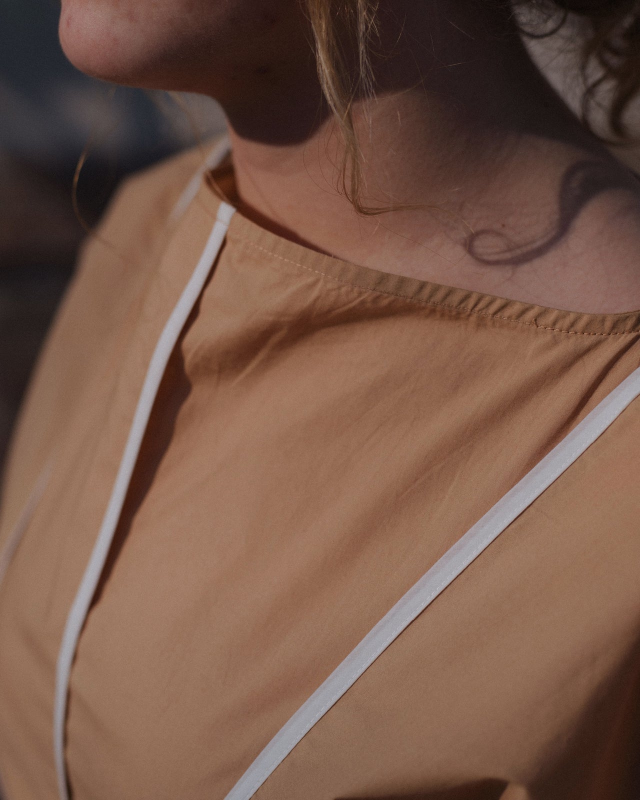 Nika Dress - Organic Cotton Poplin - Marble Brown