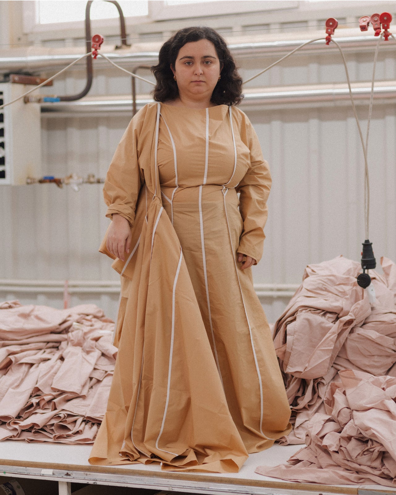 Nika Dress - Organic Cotton Poplin - Marble Brown