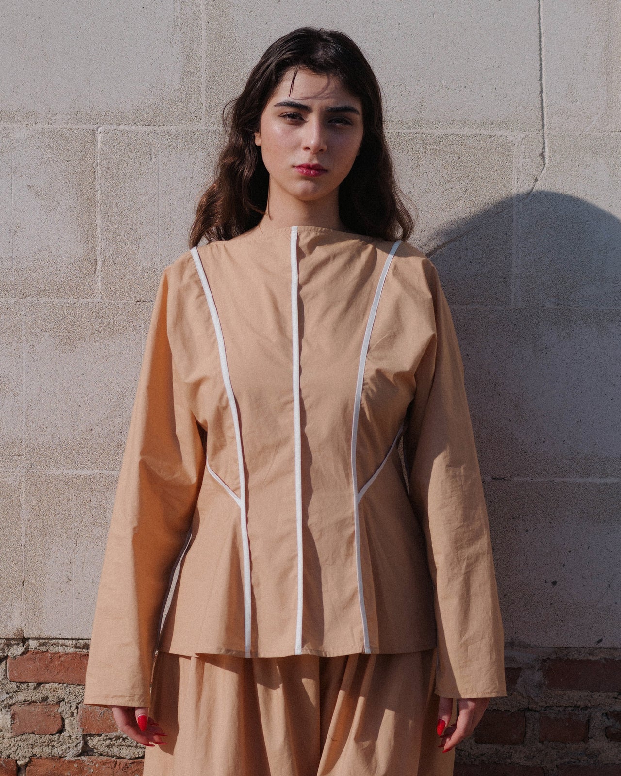 Nika Top - Organic Cotton Poplin - Marble Brown