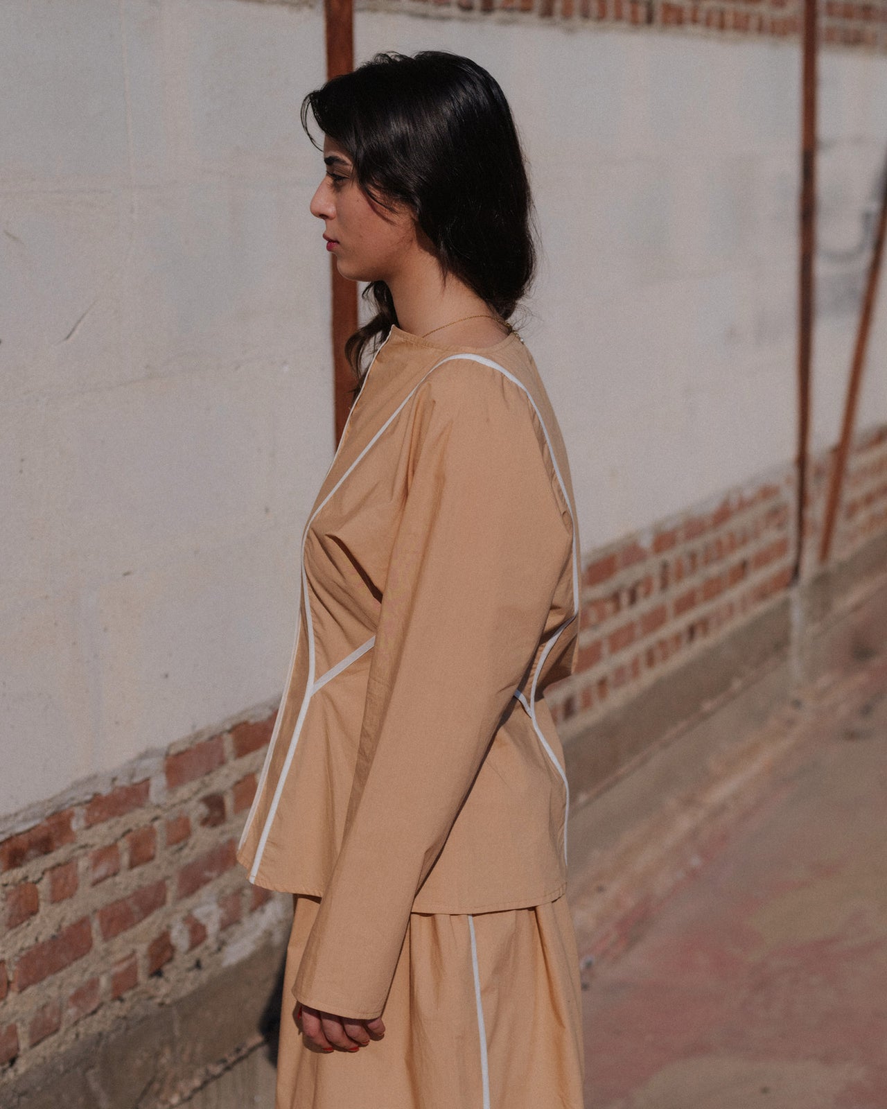 Nika Top - Organic Cotton Poplin - Marble Brown