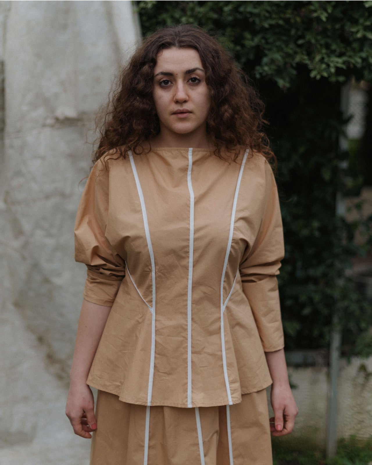 Nika Top - Organic Cotton Poplin - Marble Brown