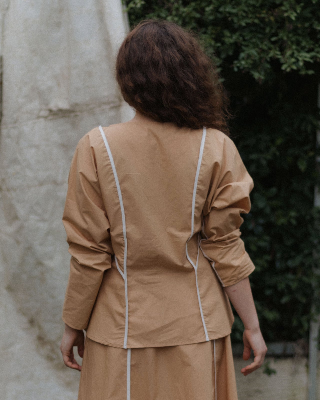 Nika Top - Organic Cotton Poplin - Marble Brown