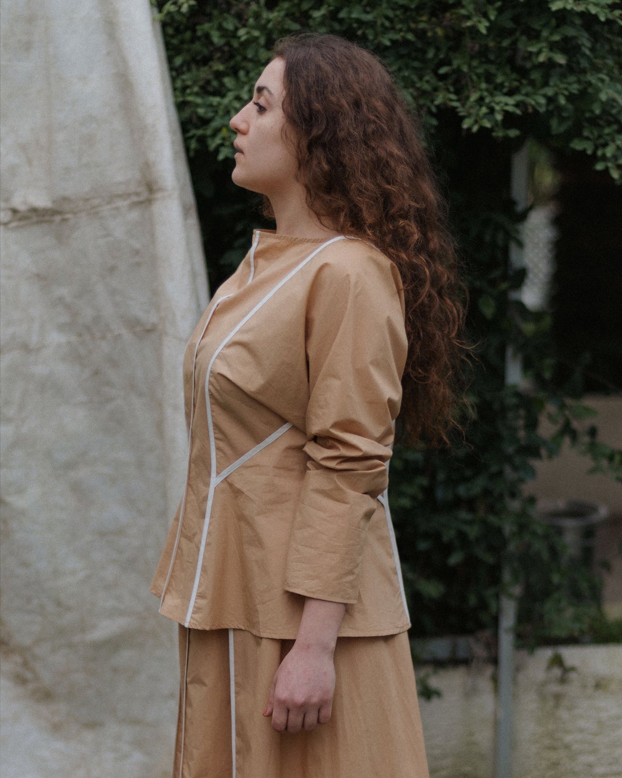 Nika Top - Organic Cotton Poplin - Marble Brown