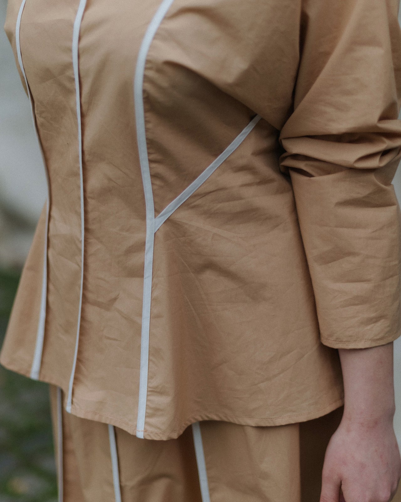 Nika Top - Organic Cotton Poplin - Marble Brown